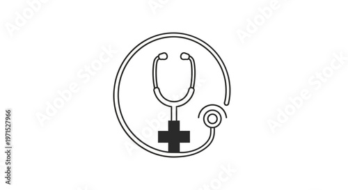 Medical stethoscope with cross symbol.