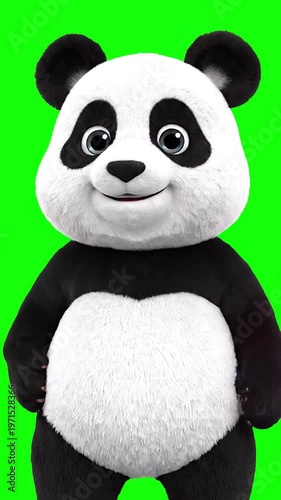Panda bear presenting/studio/green screen