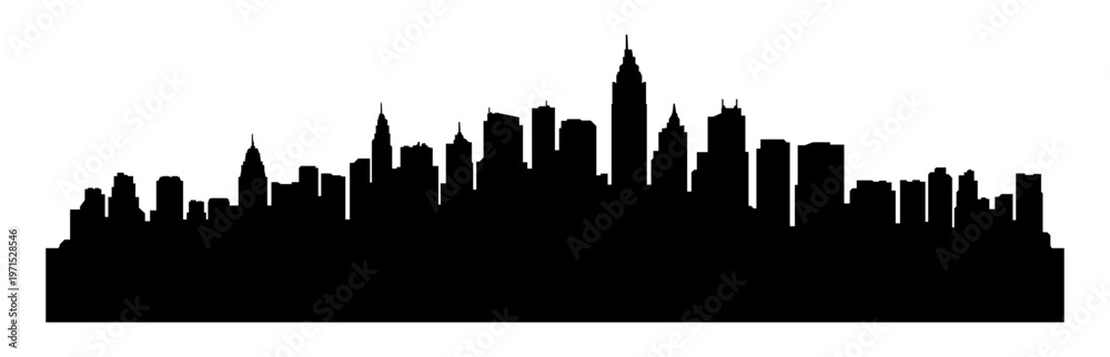 Fototapeta premium black and white city silhouette, without background