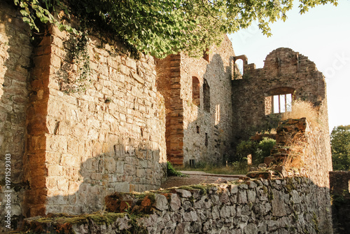Interior courtyard of Hohenbaden Castle ruins in Baden-Baden Germany