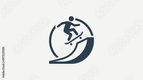 Abstract Skateboarder Silhouette Logo