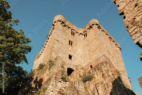 Low angle view of Hohenbaden Castle ruins in Baden-Baden Germany