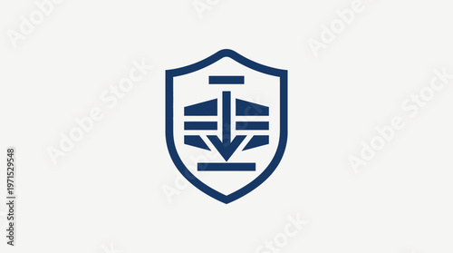 Shield Icon with Aircraft and Download Arrow