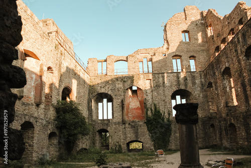 Interior courtyard of Hohenbaden Castle ruins in Baden-Baden Germany
