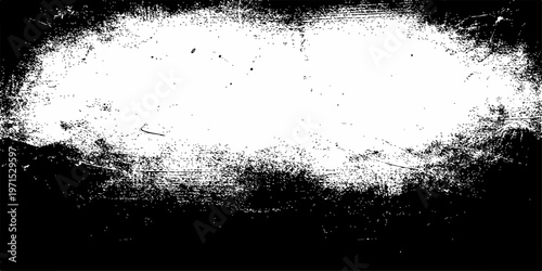 Abstract grunge background featuring a dark black ink splat design with a dirty paint texture and a splatter spray art border pattern