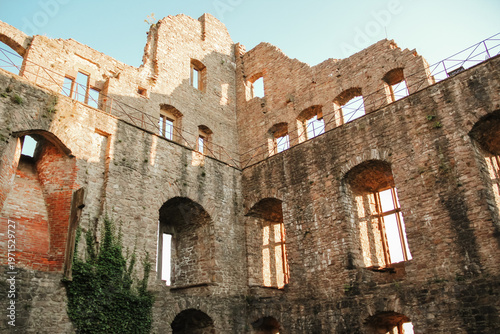 Interior courtyard of Hohenbaden Castle ruins in Baden-Baden Germany