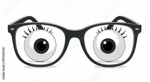 Funny cartoon glasses with big eyes.