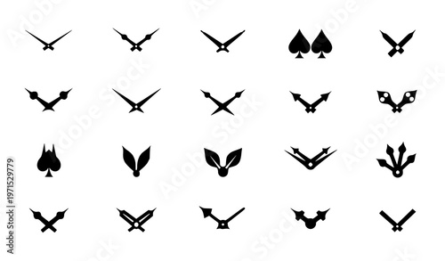 Black analog clock hands vector illustration set