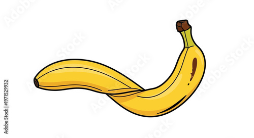 Yellow banana fruit illustration closeup.