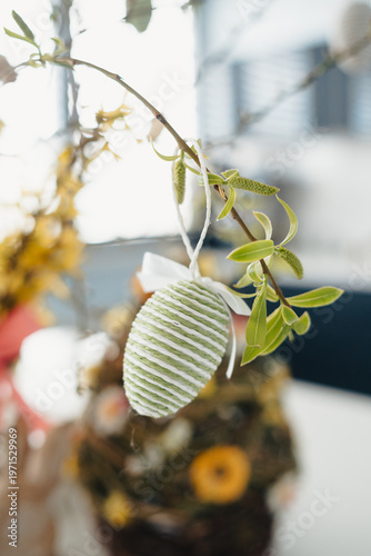 Easter Egg hang on a branch, Easter decoration, polish tradition