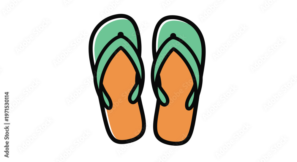 Fototapeta premium Green and orange flip flops.