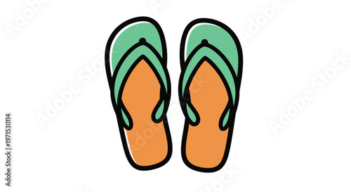 Green and orange flip flops.