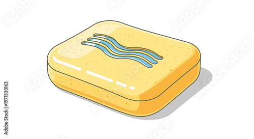 Yellow tin box with blue logo.