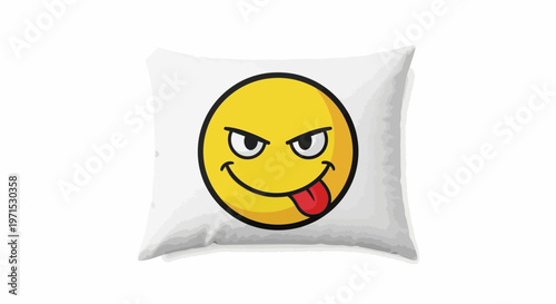 Winking Smiling Emoji Face Cushion Pillow.