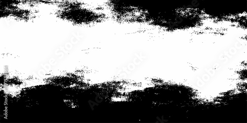 Abstract grunge background featuring a black ink splat illustration with a dirty paint texture and a floral vector border design