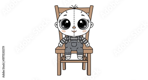 Cartoon character sitting on chair.