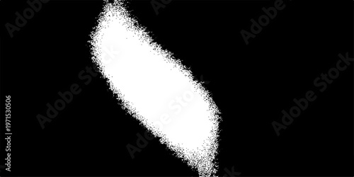 Closeup of a white feather isolated on a black background with abstract water ink bubbles and salt