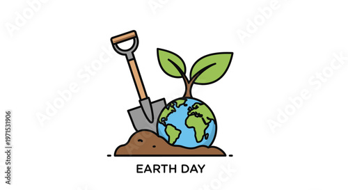 Earth Day Green Planet Sprout.