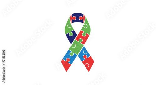 Autism awareness puzzle ribbon symbol.