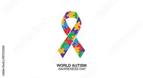 Autism Awareness Ribbon Symbol Puzzle Pieces.