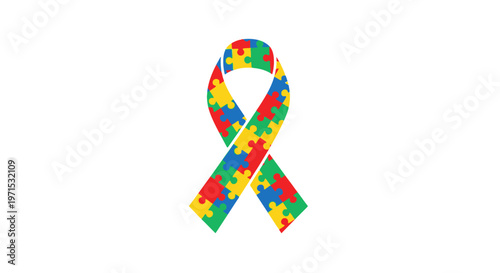 Autism Awareness Ribbon Symbol Puzzle.