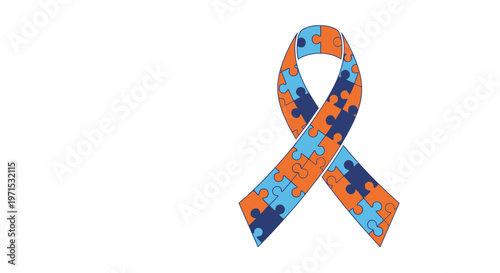 Autism awareness ribbon symbol puzzle.