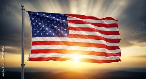 american flag on the wind