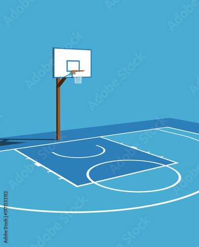 Basketball Illustration, Dynamic Sports Artwork, Court Action Scene with Dramatic Lighting