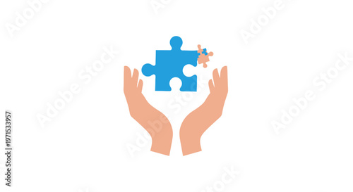 Hands holding puzzle pieces together.
