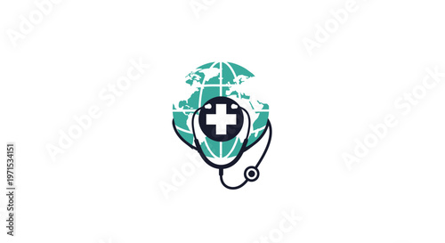 Medical cross on a stethoscope closeup.