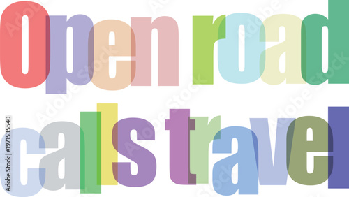 Colorful Open Road Travel Text.
