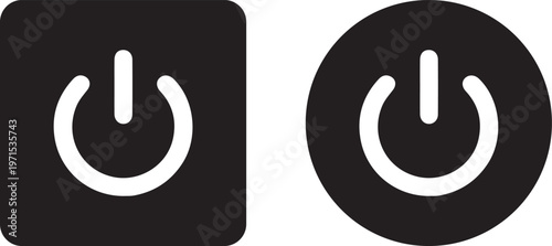Set of power button icons simple circular and square glyphs for start and stop functions