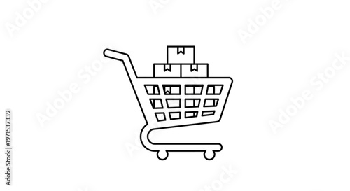 Shopping cart with boxes inside.