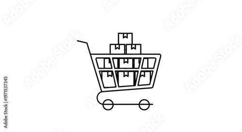 Shopping cart with boxes inside.