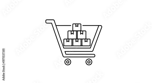 Shopping cart with boxes inside.