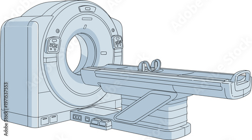 3D Vector Illustration of a CT Scanner Machine for Medical and Diagnostic Imaging Servi