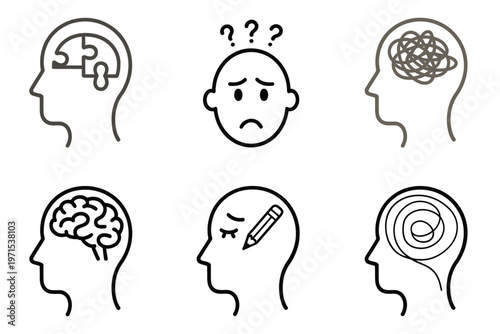 Illustrative depictions of mental states confusion thought and anxiety