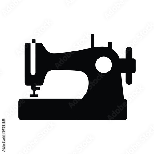 Classic vintage sewing machine illustration in black and white silhouette style