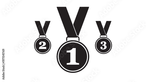 Medals with numbers 1, 2, and 3 and ribbons on a white background, representing first, second, and third place.