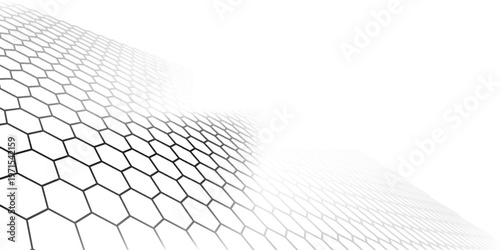 Black background with blue neon hexagon grid. Glowing hex background