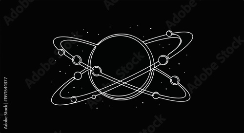 Minimalist solar system, astronomy vector icon, planet and rings, space illustration, celestial body