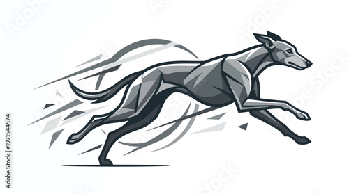 Greyhound dog running fast sprinting.