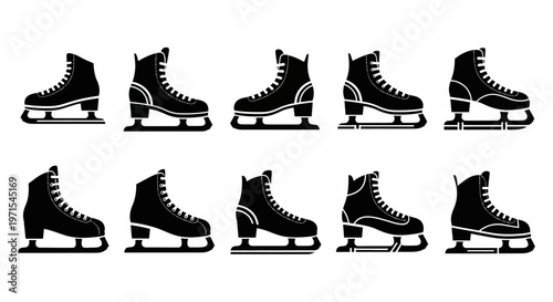 Ice Skates Collection: Figure Skating Boots Silhouette Set