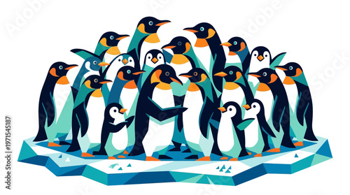 Group of Penguins Standing Together.