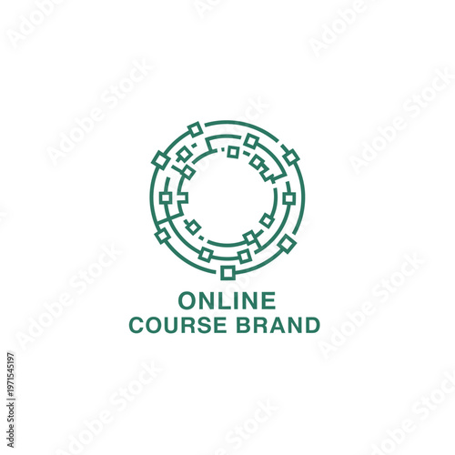 Abstract digital network circle logo representing global connectivity and data technology.