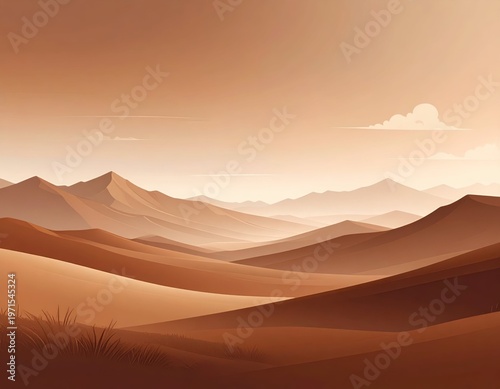 Serene Desert Landscape with Soft Brown Tones and Gentle Horizon