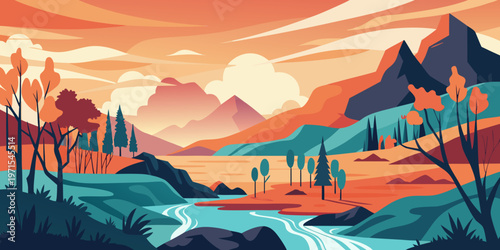 Abstract background ink line decoration painting landscape artistic conception
