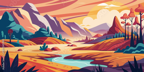 Abstract background ink line decoration painting landscape artistic conception
