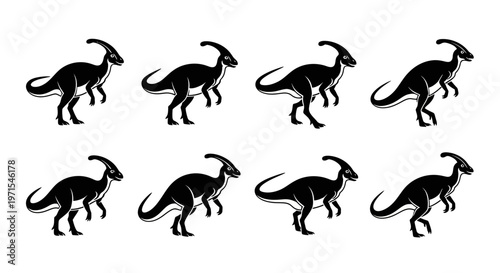 Parasaurolophus Dinosaur Silhouette Pattern