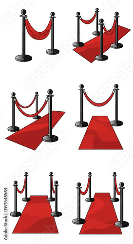 Red Carpet Entrance Set - VIP Event, Luxury, Stanchions and Rope Barriers